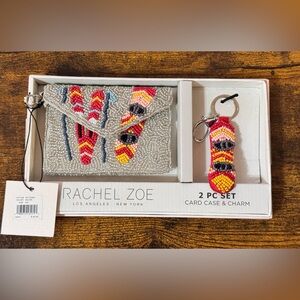 Rachel Zoe NEW RELEASE 2 Pc Set Beaded Clutch Card Case & Keychain Charm- NIB